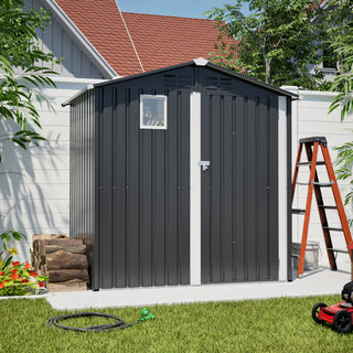 6FT x 4FT Metal Outdoor Storage Shed, Steel Garden Tool Shed for Backyard, Patio & Lawn Storage