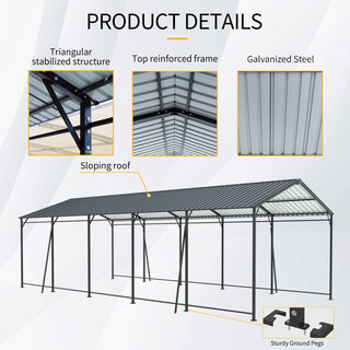 Mondawe Heavy-Duty Galvanized Steel Carport — Large Outdoor Garage for Cars, Trucks, Boats & Tractors