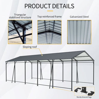 Mondawe Heavy-Duty Galvanized Steel Carport — Large Outdoor Garage for Cars, Trucks, Boats & Tractors