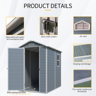 Resin Outdoor Storage Shed Plastic Garden Sheds with Floor and Lockable Door for Backyard, Lawn, Grey