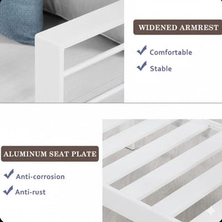 50 Inch All-Weather Aluminum Outdoor Two-Seater Sofa With Thick Cushions And Frame