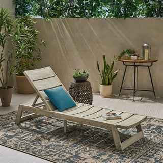 Outdoor Adjustable Lounge Chair With Acacia Wood Frame