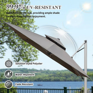 Aluminum Cantilever Patio Umbrella with Tilt Function – Outdoor Offset Market Umbrella for Backyard, Deck & Pool (Base Not Included)