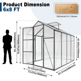 Walk-In Outdoor Polycarbonate Greenhouse with Aluminum Frame – Adjustable Vents, Lockable Door & UV Protection for Backyard