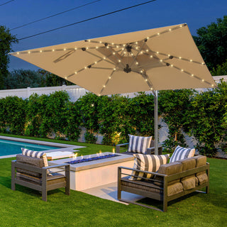Aluminum Cantilever Patio Umbrella with Tilt Function – Outdoor Offset Market Umbrella for Backyard, Deck & Pool (Base Not Included)