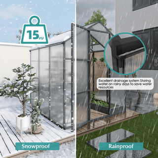 Walk-In Polycarbonate Greenhouse with Raised Base & Anchor Kit – Heavy-Duty Aluminum Greenhouse for Outdoor Backyard, All Seasons
