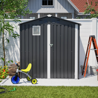 6FT x 4FT Metal Outdoor Storage Shed, Steel Garden Tool Shed for Backyard, Patio & Lawn Storage