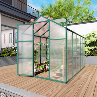 Walk-In Polycarbonate Greenhouse with Raised Base & Anchor Kit – Heavy-Duty Aluminum Greenhouse for Outdoor Backyard, All Seasons