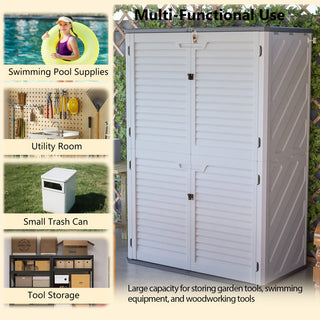 Rust-Proof Resin Outdoor Garden Storage Box, Spacious Weatherproof & UV-Resistant Equipment Storage Cabinet, Durable Non-Partitioned Design for Patio & Yard
