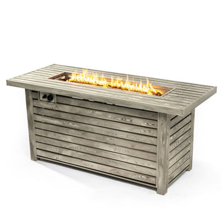 54" Propane Gas Fire Pit Table, 50000 BTU Rectangular Steel Fire Pit with Imitation Wood Grain Finish for Outside Patio Deck Garden Courtyard-Light Beige