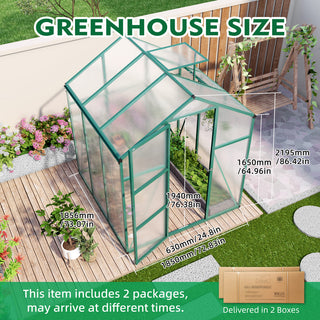 Walk-In Polycarbonate Greenhouse with Raised Base & Anchor Kit – Heavy-Duty Aluminum Greenhouse for Outdoor Backyard, All Seasons