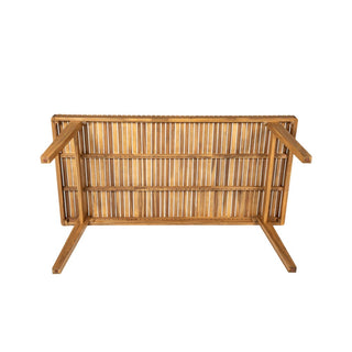 69" Acacia Wood Outdoor Dining Table with Slatted Top, 300 lbs Weight Capacity