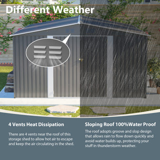 12 x 14 FT Outdoor Metal Storage Shed, Heavy-Duty Garden Tool Shed with Lockable Double Doors, Waterproof Yard Storage Building for Patio, Backyard & Lawn