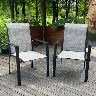 2-Piece Outdoor Patio Chairs – All-Weather Metal Dining Chairs for Garden & Poolside, Black or Cream Frame
