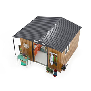 10x12 Ft Outdoor Storage Shed, Extra Large Metal Shed with Lockable Doors, Windows, Outside Steel Tiny House Ideal for Garden, Backyard, Patio Utility, Tool Storage, Chicken Coops