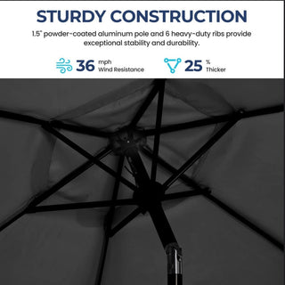 7.5 Ft Black Market Umbrella with Crank Lift & Tilt. UV-Resistant Canopy for Pool, Backyard & Patio Without base