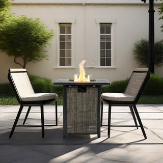 28" Propane Gas Fire Pit Table, 50000 BTU Square Steel Fire Pit for Outside Patio Deck Garden Courtyard -Black