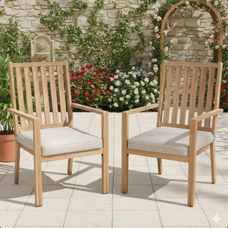 23" All-Weather Aluminum Patio Dining Chairs with Gray Cushions and Khaki/Gray Frame