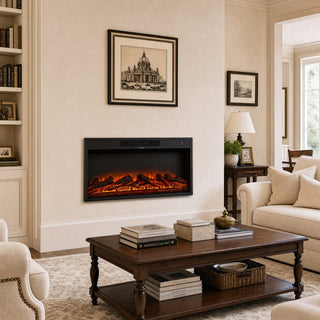 36-Inch Recessed Linear Electric Fireplace, ETL Certified, 750W/1500W Heat, LED Flame, Remote & Timer