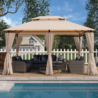 13x10 Outdoor Patio Gazebo Canopy Tent with Ventilated Double Roof & Detachable Sidewalls