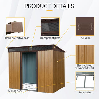 8X6 FT Outdoor Metal Storage Shed with Lockable Sliding Doors and Transparent Roof Panel, Perfect for Garden and Lawn Equipment