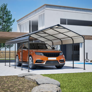 12 x 20 FT Heavy Duty Metal Carport, All-Weather Galvanized Outdoor Car Shelter for Car, Boat & Truck Protection