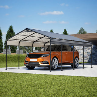 12 x 20 FT Heavy Duty Metal Carport, All-Weather Galvanized Outdoor Car Shelter for Car, Boat & Truck Protection
