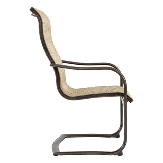 4-Piece Cast Aluminum Sling Patio Chairs – Light Brown, Curved Back & Modern Design