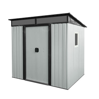 6X5 FT Steel Outdoor Storage Shed with Window and Clear Roof Panel, Rustproof Equipment Shed for Garden & Patio