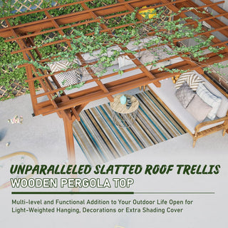 12 x 10 FT Outdoor Wood Pergola, Wooden Grape Pergola for Climbing Plant Support for Garden, Patio, Backyard, Deck, Brown