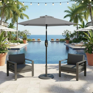 7.5 Ft Black Market Umbrella with Crank Lift & Tilt. UV-Resistant Canopy for Pool, Backyard & Patio Without base