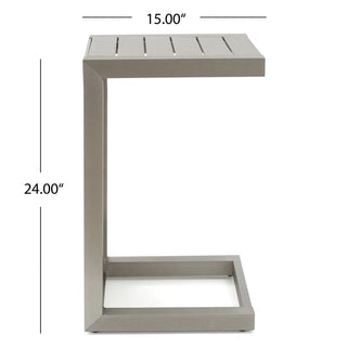 Modern Outdoor C-Shaped Side Table For Patio And Poolside