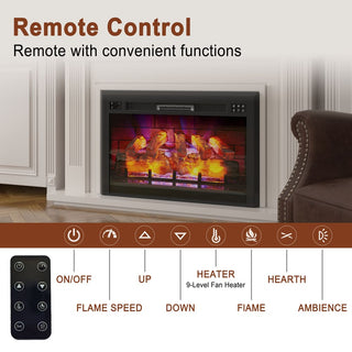 35 Inch Recessed Electric Fireplace – 5120 BTU Heater with Remote Control