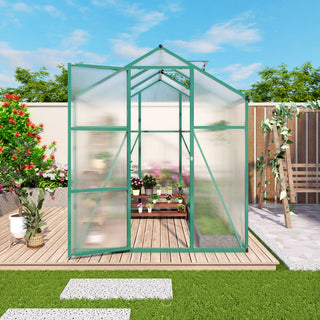 Walk-In Polycarbonate Greenhouse with Raised Base & Anchor Kit – Heavy-Duty Aluminum Greenhouse for Outdoor Backyard, All Seasons