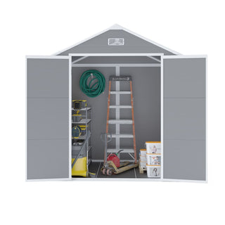 6x5 Ft Resin Storage Shed, Heavy-Duty Plastic Garden Tool Shed with Waterproof PP Panels, UV & Rust Resistant