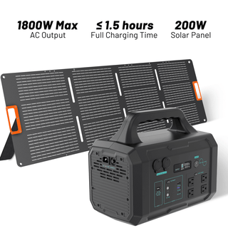 1024Wh Portable Power Station, 1800W Pure Sine Wave Solar Generator with LiFePO4 Battery for Camping & Home Backup