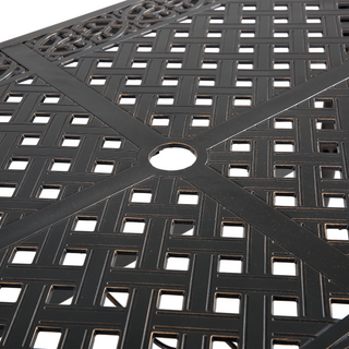 Antique Bronze Cast Aluminum Patio Dining Table with Umbrella Hole