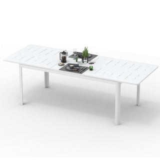 94.5" Expandable Aluminum Patio Dining Table for 6–8 People, Rectangular Outdoor Table in Dark Brown for Porch, Lawn & Garden