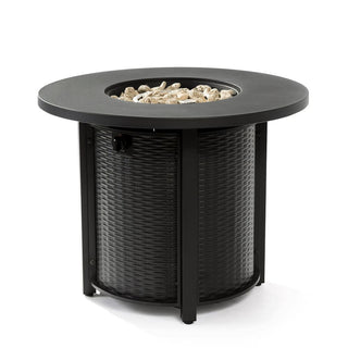 32" Propane Gas Fire Pit Table, 50000 BTU Round Steel Fire Pit for Outside Patio Deck Garden Courtyard-Black