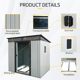 6X5 FT Steel Outdoor Storage Shed with Window and Clear Roof Panel, Rustproof Equipment Shed for Garden & Patio