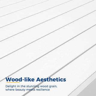 All-Weather Aluminum Outdoor Coffee Table, Modern Coffee Table for Outside, Rectangle Patio Coffee Table-White/Black