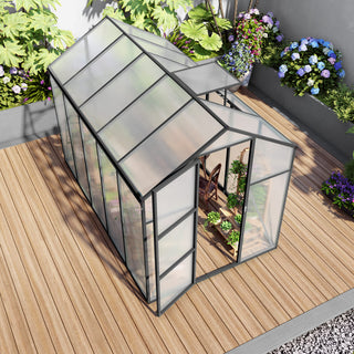 Walk-In Polycarbonate Greenhouse with Raised Base & Anchor Kit – Heavy-Duty Aluminum Greenhouse for Outdoor Backyard, All Seasons