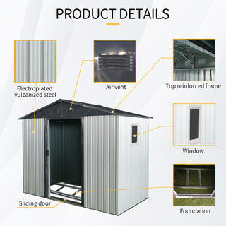 8X4 FT Outdoor Metal Storage Shed with Window and Metal Foundation for Backyard, Patio, Lawn
