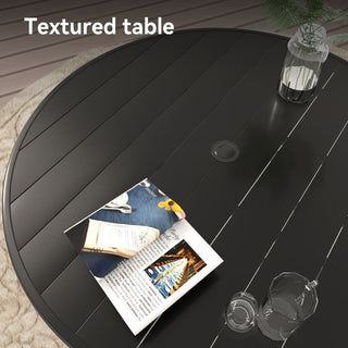 Outdoor Round Patio Dining Table for 6-7 – All-Weather Metal Table with Umbrella Hole for Deck, Lawn & Garden