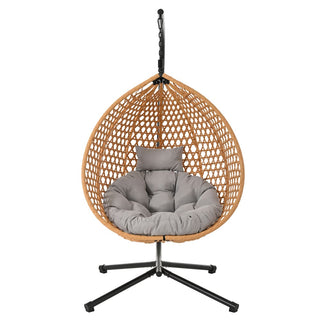 Wicker Hanging Egg Chair Swing – Comfortable Indoor/Outdoor Patio Chair with Removable Cushion
