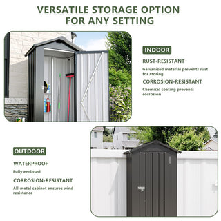Small Metal Garden Storage Shed, Waterproof Galvanized Steel Tool Shed with Lockable Door