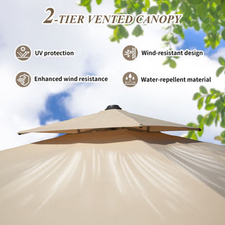 Aluminum Cantilever Patio Umbrella with Tilt Function – Outdoor Offset Market Umbrella for Backyard, Deck & Pool (Base Not Included)