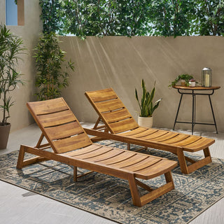 Outdoor Adjustable Lounge Chair With Acacia Wood Frame