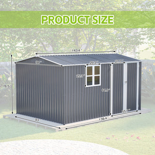 8x12 FT Heavy-Duty Metal Outdoor Storage Shed with Window & 4 Air Vents for Backyard and Garden