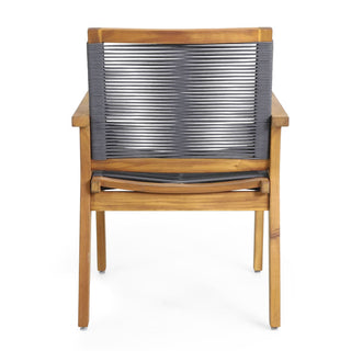 Outdoor Dining Chairs Set of 2, Teak Finish Wood Frame , Natural Courtyard Style, 400lbs Capacity